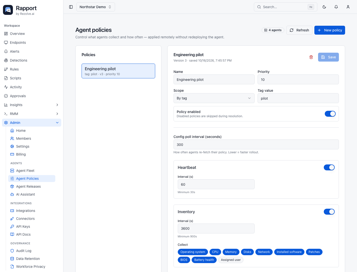 Policy scope and module controls